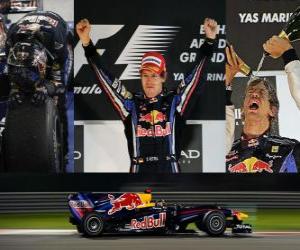 yapboz Sebastian Vettel Abu Dhabi (2010) Grand Prix zaferini kutluyor